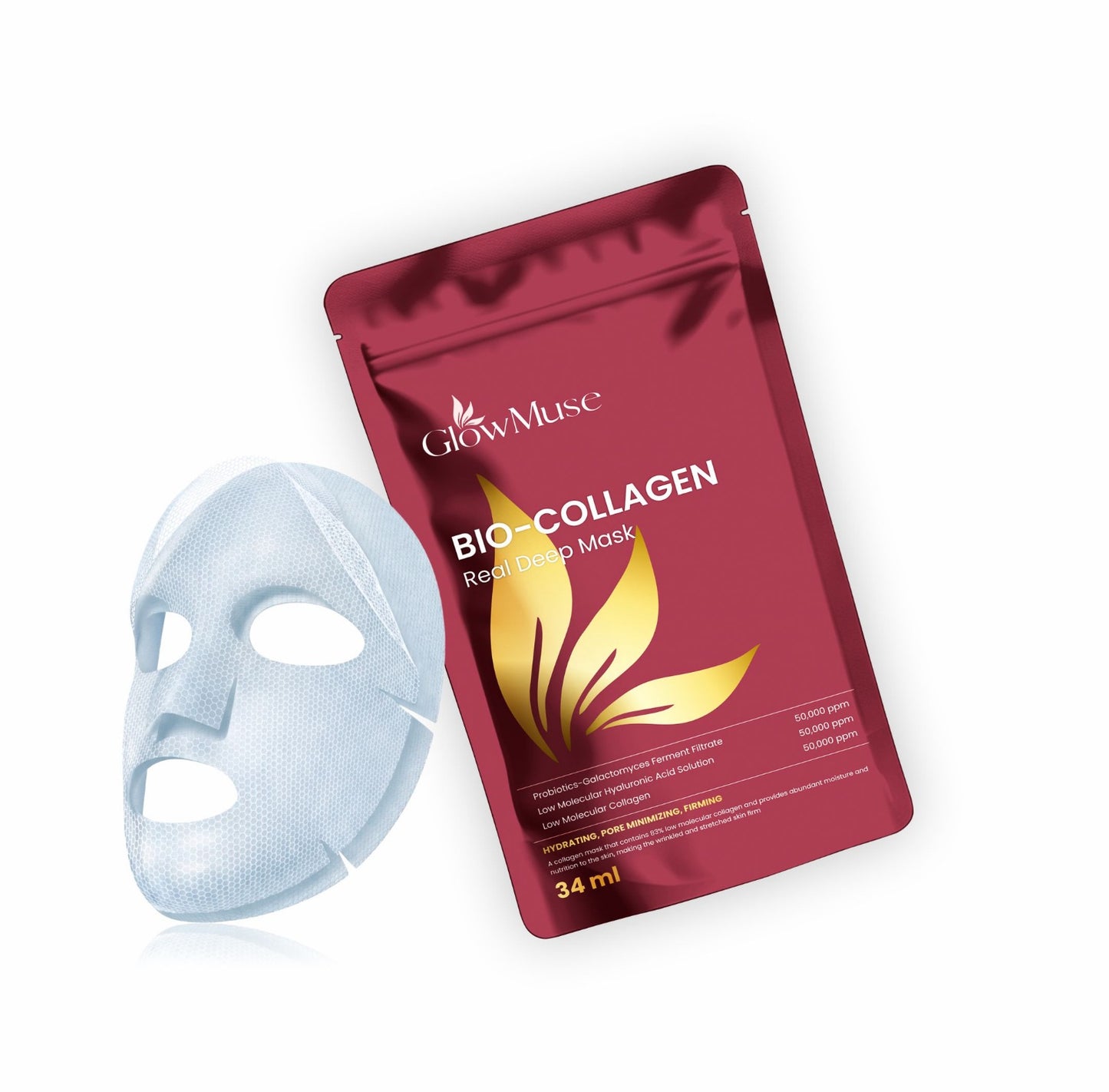 GlowMuse Bio-Collagen Real Deep Face Mask – Hydrating & Firming Sheet Mask