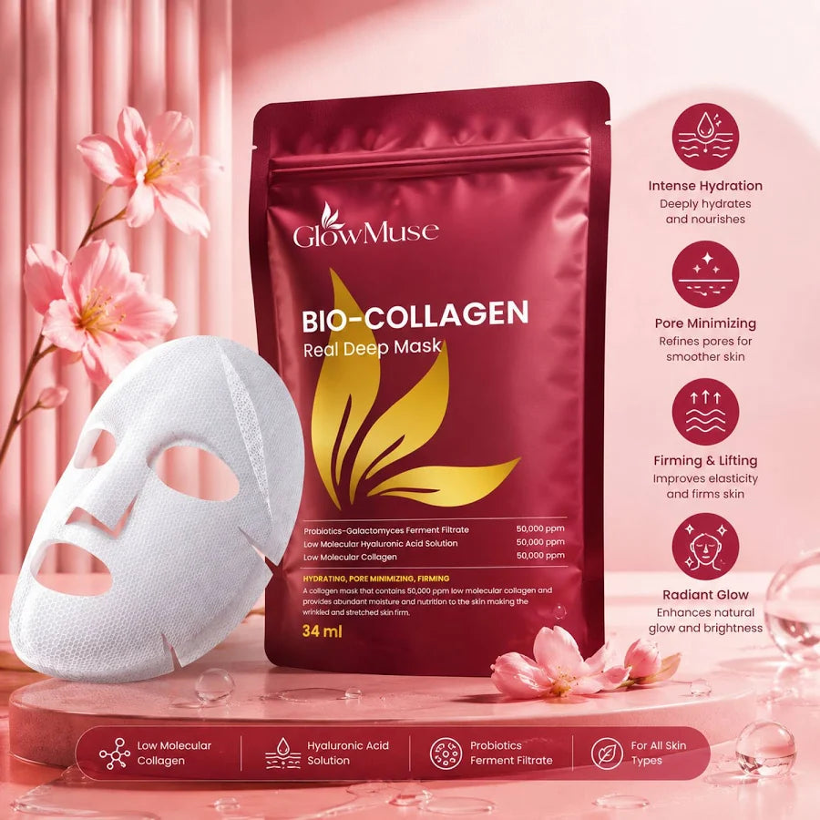 GlowMuse Bio-Collagen Real Deep Face Mask – Hydrating & Firming Sheet Mask